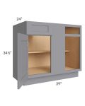 Grey Shaker 42" Blind Base Cabinet 