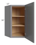 Grey Shaker 24x36 Wall Diagonal Corner Cabinet 