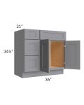 Grey Shaker 36" Vanity Base Cabinet