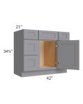 Graphite Grey Shaker 42" Vanity Base Cabinet
