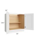 Brilliant White Shaker 33" Full Height Door Base Cabinet