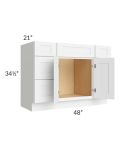 Brilliant White Shaker 48" Vanity Base Cabinet