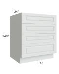 Lakewood White 30" 4-Drawer Base Cabinet