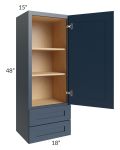  Midtown Blue Shaker 18x48x15 Wall Cabinet with Drawers