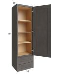 Midtown Dark Grey Shaker 18x60x15 Wall Cabinet with Drawers