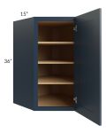 Midtown Blue Shaker 27x36 Diagonal Corner Wall Cabinet