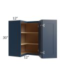 Midtown Blue Shaker 24x30 Square Corner Wall Cabinet