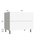 Milan White Matte 36" 2-Drawer Range Top Base Cabinet