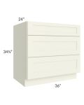 Linen Shaker 36" 3-Drawer Base Cabinet
