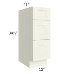 Linen Shaker 12" 3-Drawer Vanity Base Cabinet
