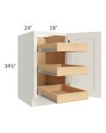 Linen Shaker 18" Full Height Door Base Cabinet with 3 Rollout Trays