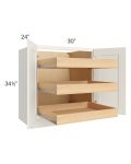 Linen Shaker 30" Full Height Base Cabinet with 3 Rollout Trays