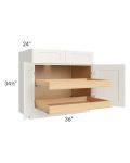 Linen Shaker 36" Base Cabinet with 2 Rollout Trays