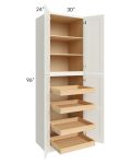 Linen Shaker 30x96x24 Wall Pantry Cabinet with 4 Rollout Trays