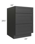Madison Black Shaker 24" 3-Drawer Base Cabinet