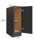 Madison Black Shaker 12" Full Height Door Base Cabinet - Low stock through mid April