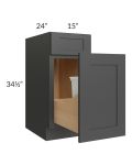 Madison Black Shaker 15" Base Cabinet with Single Trashcan Pullout