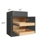 Madison Black Shaker 24" Base Cabinet with 2 Rollout Trays