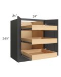 Madison Black Shaker 24" Full Height Base Cabinet with 3 Rollout Trays