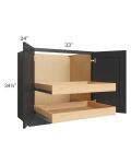 Madison Black 33" Full Height Base Cabinet with 2 Rollout Trays