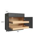 Madison Black Shaker 36" Base Cabinet with 2 Rollout Trays