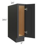 Madison Black Shaker 9" Full Height Door Base Cabinet with Shelf Pullout