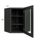 Madison Black Shaker 24x30 Wall Diagonal Corner Cabinet (Prepped for Glass Doors)
