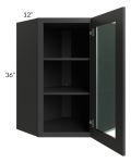 Madison Black Shaker 24x36 Wall Diagonal Corner Cabinet (Prepped for Glass Doors)