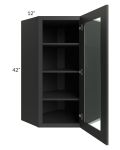 Madison Black Shaker 24x42 Wall Diagonal Corner Cabinet (Prepped for Glass Doors)