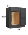 Madison Black Shaker 30" Vanity Base Cabinet (Drawers on Right)