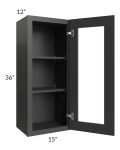 Madison Black Shaker 15x36 Wall Glass Door Cabinet (Prepped for Glass Doors)