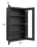 Madison Black Shaker 24x42 Wall Glass Door Cabinet (Prepped for Glass Doors)