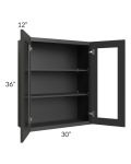 Madison Black Shaker 30x36 Wall Glass Door Cabinet (Prepped for Glass Doors)