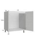 Euro White Grain 30" Full Height Door Sink Base Cabinet