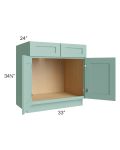 Midtown Mint Green Shaker 33" Sink Base Cabinet