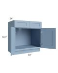 Sky Blue Shaker 33" Sink Base Cabinet