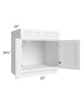 Dakota White 33" Sink Base Cabinet