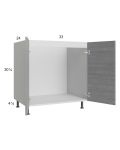 Euro Grey 33" Full Height Door Sink Base Cabinet