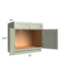 Midtown Pistachio Green Shaker 36" Sink Base Cabinet