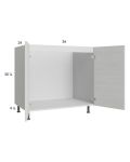 Euro White Grain 36" Full Height Door Sink Base Cabinet