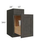 Charcoal Grey Shaker 15" Base Cabinet with Single Trashcan Pullout
