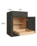 Charcoal Grey Shaker 24" Base Cabinet with 1 Rollout Tray