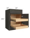 Charcoal Grey Shaker 24" Base Cabinet with 2 Rollout Trays