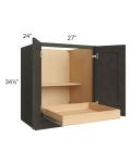 Charcoal Grey Shaker 27" Full Height Base Cabinet with 1 Rollout Tray