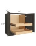 Charcoal Grey Shaker 30" Full Height Base Cabinet with 2 Rollout Trays