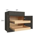 Charcoal Grey Shaker 30" Base Cabinet with 2 Rollout Trays