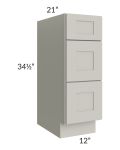Stone Shaker 12" 3-Drawer Vanity Base Cabinet