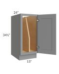 Graphite Grey Shaker 15" Full Height Door Tray Divider Base Cabinet