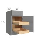 Graphite Grey Shaker 18" Base Cabinet with 2 Rollout Trays