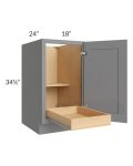Graphite Grey Shaker 18" Full Height Door Base Cabinet with 1 Rollout Tray